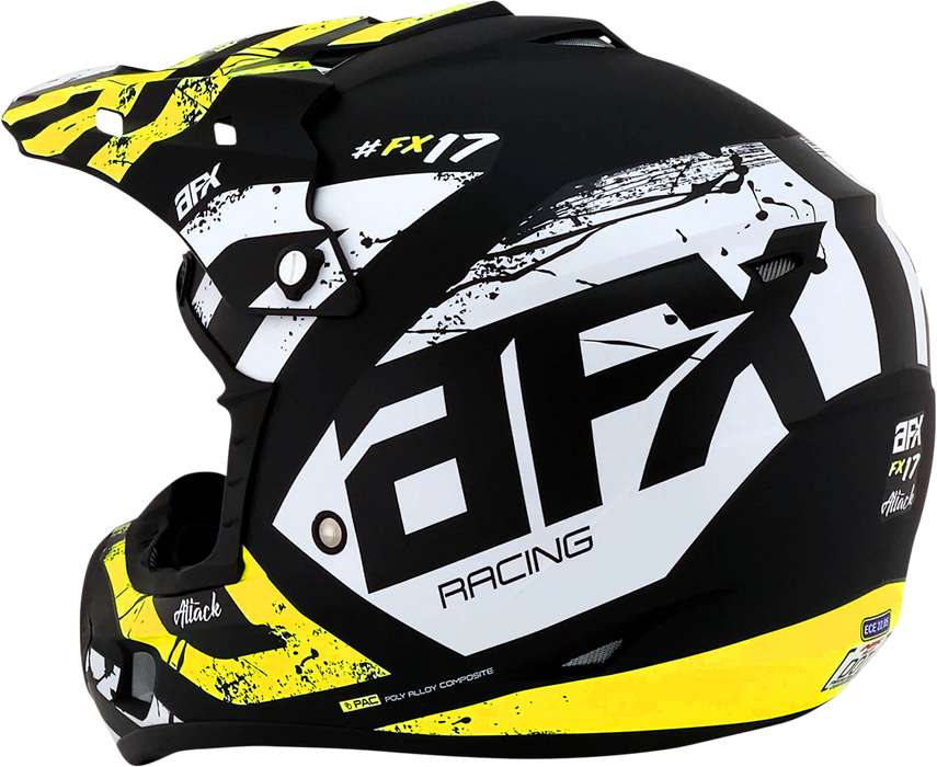 AFX FX-17Y Motorcycle Helmet - Attack - Matte Black/Hi-Vis Yellow - Small 0111-1414