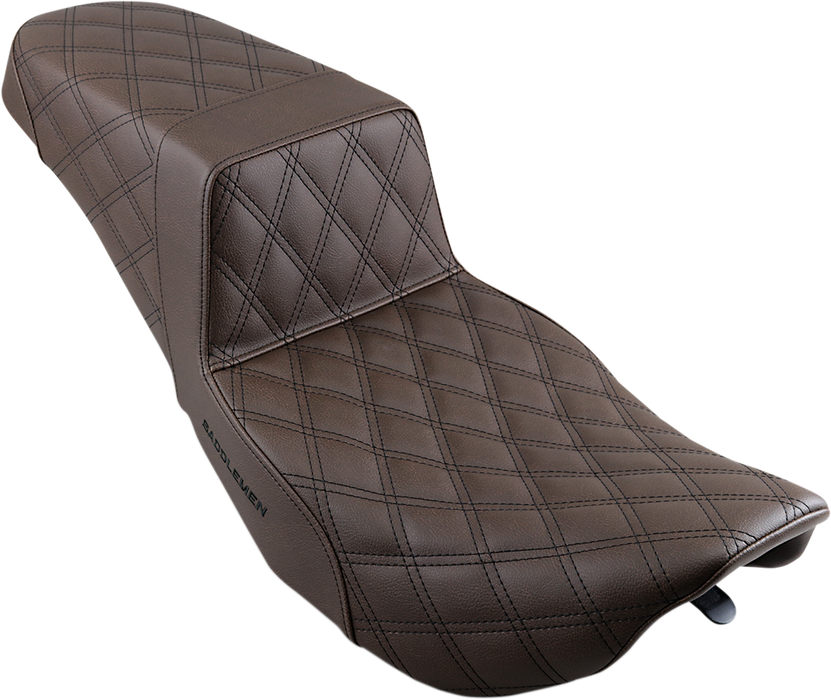 SADDLEMEN Step-Up Seat - Full Lattice Stitch - Brown 897-06-175BR