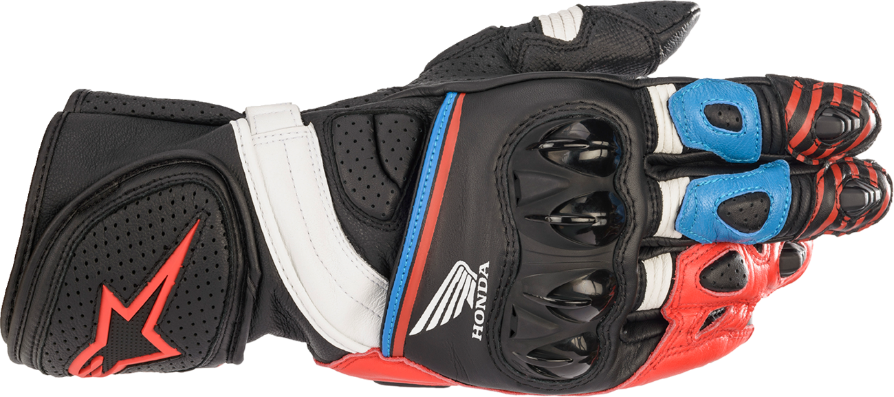 ALPINESTARS Honda GP Plus R v2 Gloves - Black/Bright Red/Blue - Small 3556321-1317-S