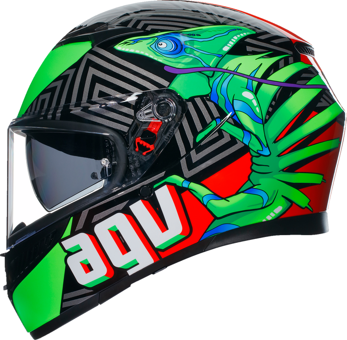 AGV K3 Motorcycle Helmet - Kamaleon - Black/Red/Green - Medium 2118381004013M