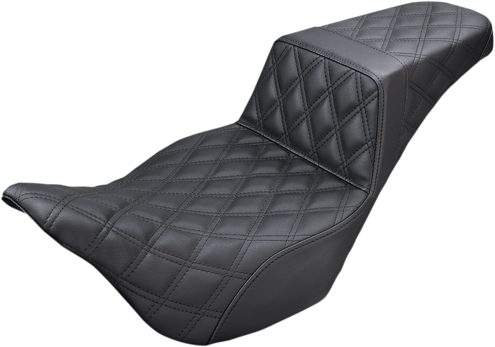 SADDLEMEN Step-Up Seat - Full Lattice Stitch - Black - '08-'23 FL 808-07B-175