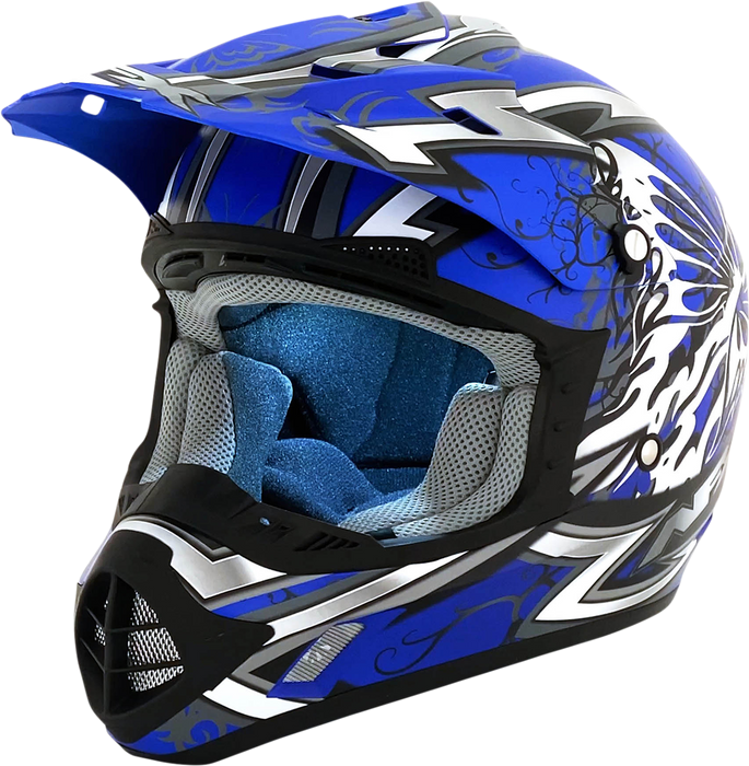 AFX FX-17Y Motorcycle Helmet - Butterfly - Matte Blue - Small 0111-1387