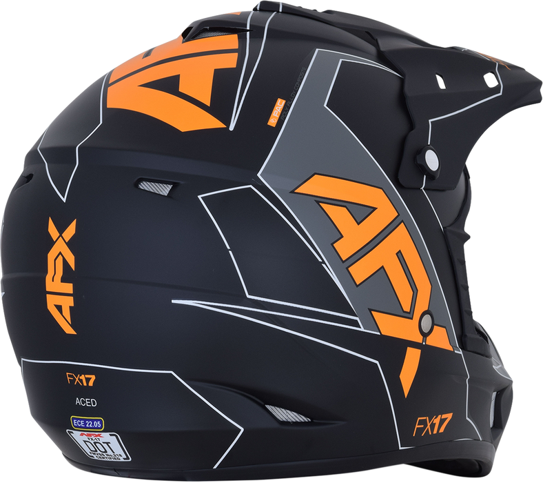 AFX FX-17 Motorcycle Helmet - Aced - Matte Black/Orange - Large 0110-6506