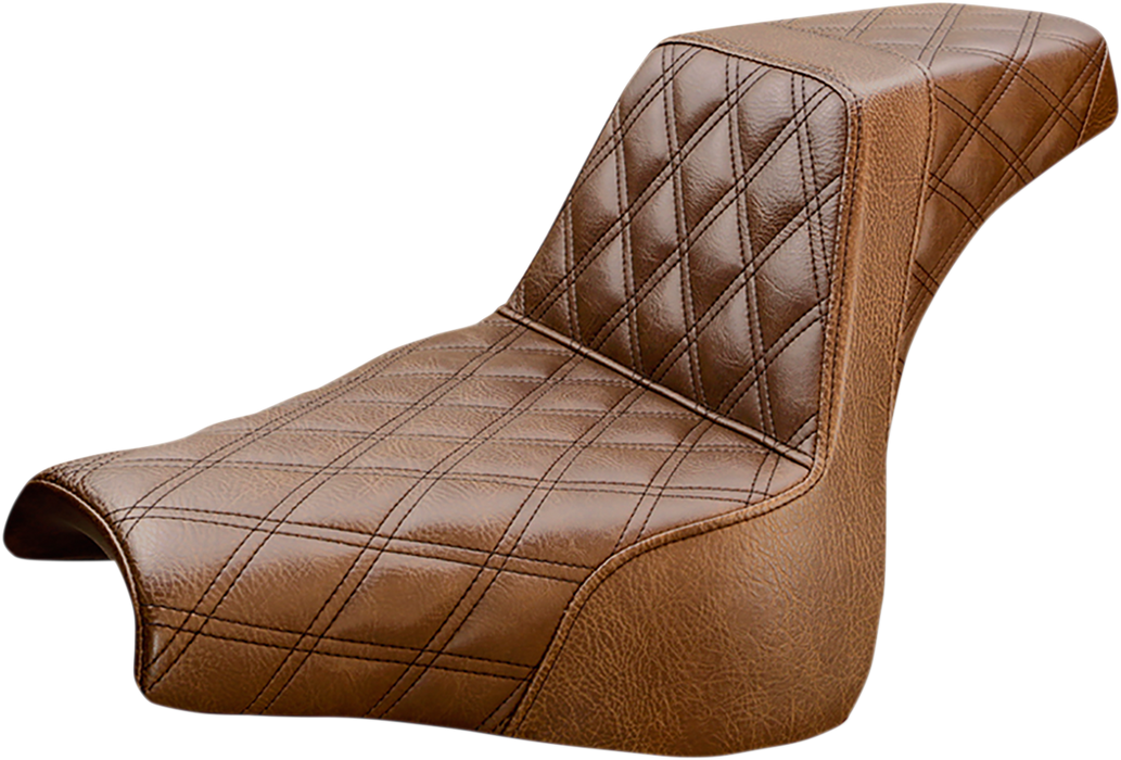 SADDLEMEN Step-Up Seat - Full Lattice Stitch - Brown 818-28-175BR