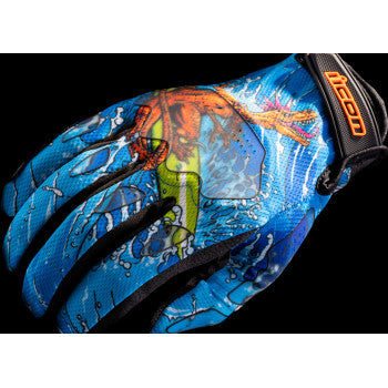 ICON Hooligan™ Dino Fury Gloves - Blue - Medium 3301-4636