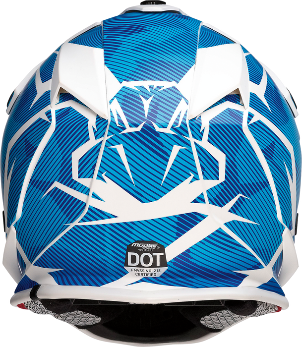 MOOSE RACING Youth F.I. Helmet - Agroid Camo - MIPS® - Blue/White - Medium 0111-1533
