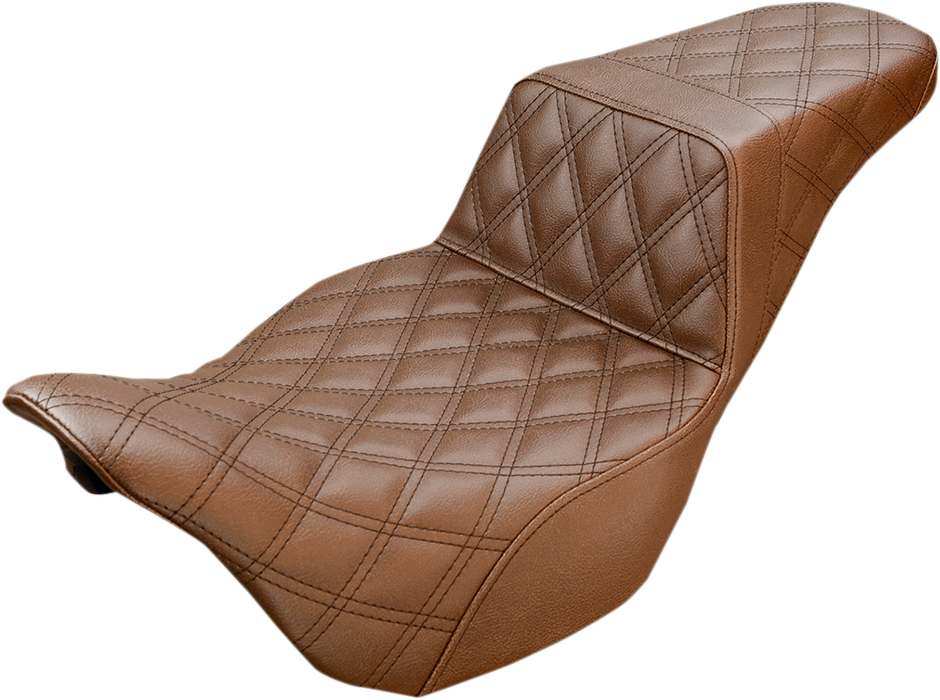 SADDLEMEN Step-Up Seat - Full Lattice Stitch - Brown - '08-'23 FL 808-07B-175BR