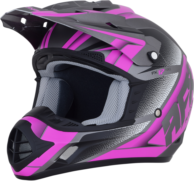 AFX FX-17 Motorcycle Helmet - Force - Frost Gray/Fuchsia - XL 0110-5212