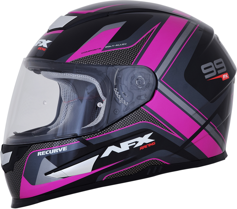 AFX FX-99 Motorcycle Helmet - Recurve - Black/Fuchsia - XS 0101-11101