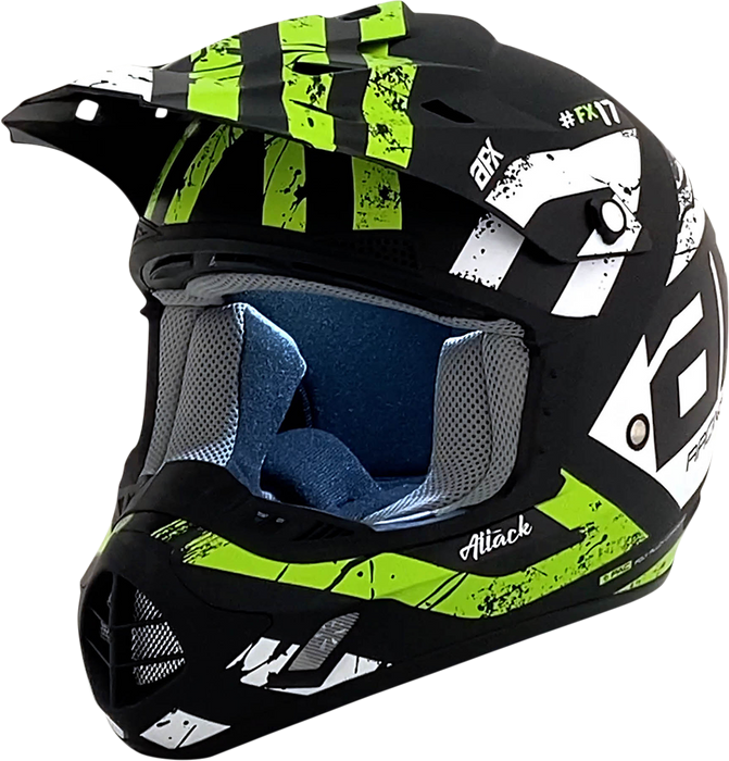 AFX FX-17 Motorcycle Helmet - Attack - Matte Black/Green - XS 0110-7178