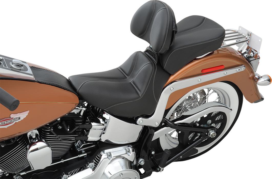 SADDLEMEN Dominator Solo Seat - Stitched - Black w/ Gray Stitching - FLSTC/N '06-'17 806-15-0042