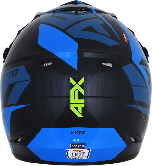 AFX FX-17 Helmet - Aced - Blue/Lime - Large 0110-6501