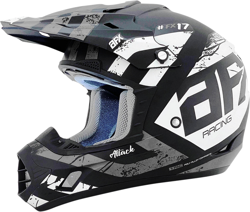 AFX FX-17 Motorcycle Helmet - Attack - Matte Black/Silver - Large 0110-7145