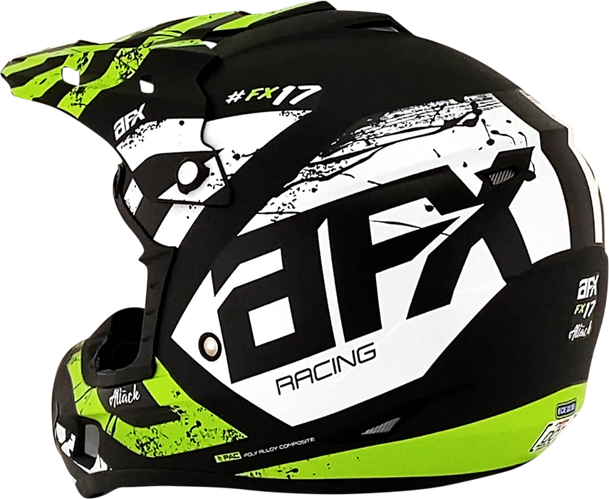 AFX FX-17Y Helmet - Attack - Matte Black/Green - Large 0111-1419