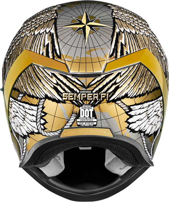 ICON Airform™ Motorcycle Helmet - Semper Fi - Gold - XS 0101-13663