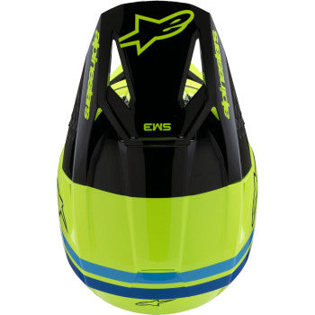 ALPINESTARS Youth SM3 Motorcycle Helmet - Radium - Gloss Yellow Fluo/Black/Blue - Small 8301825-5017-YS