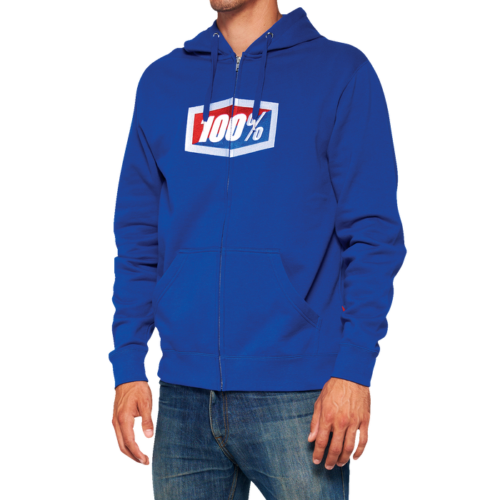 100% Official Fleece Zip-Up Hoodie - Royal - Small 20032-00020