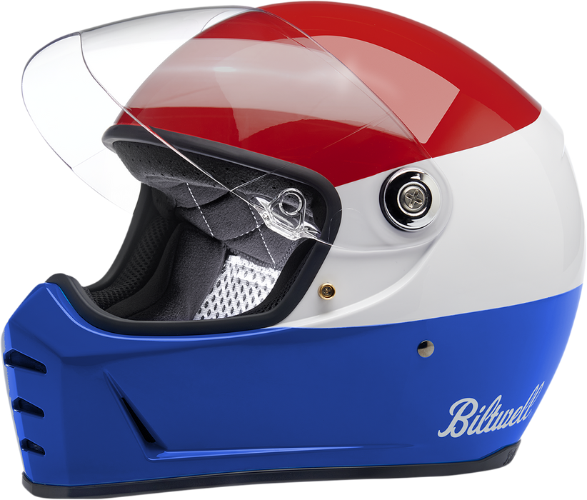 BILTWELL Lane Splitter Motorcycle Helmet - Gloss Podium Red/White/Blue - Large 1004-549-104