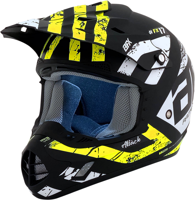 AFX FX-17 Motorcycle Helmet - Attack - Matte Black/Hi-Vis Yellow - XS 0110-7172