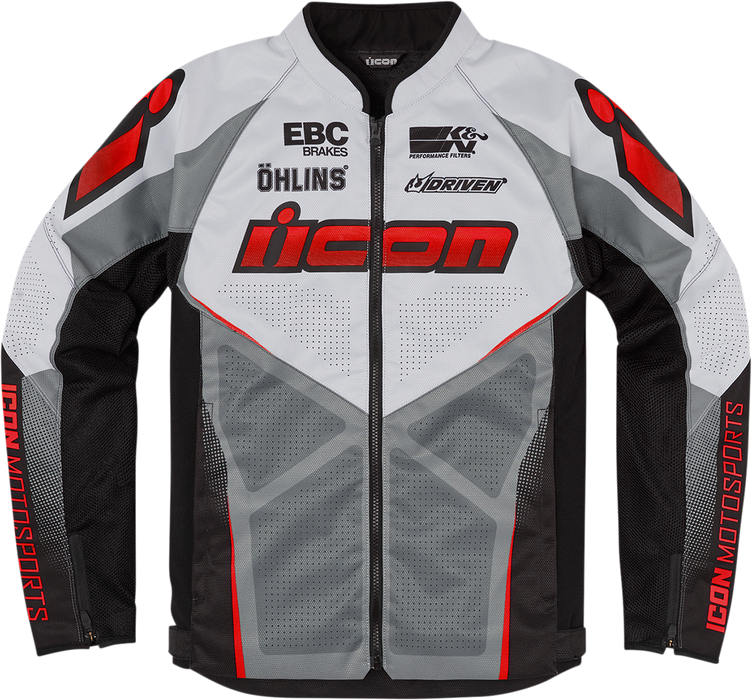 ICON Hooligan Ultrabolt Jacket - Gray/Red - Small 2820-5540