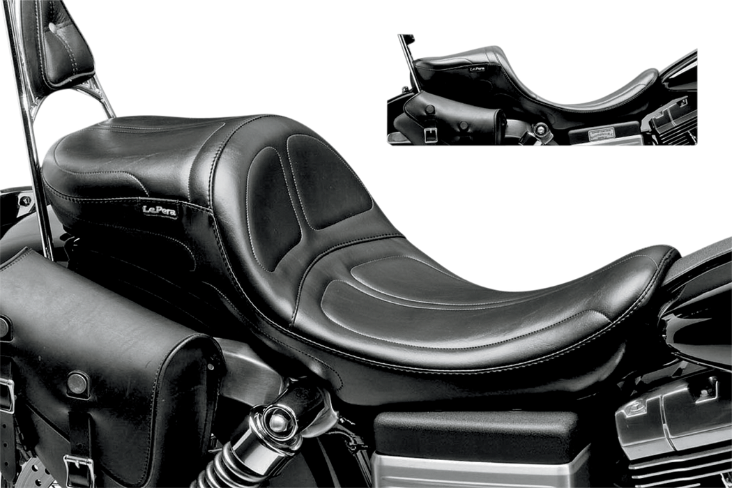 LE PERA Maverick Daddy Long Legs Seat - Black - Stitched - FXD '06-'17 LK-970DL