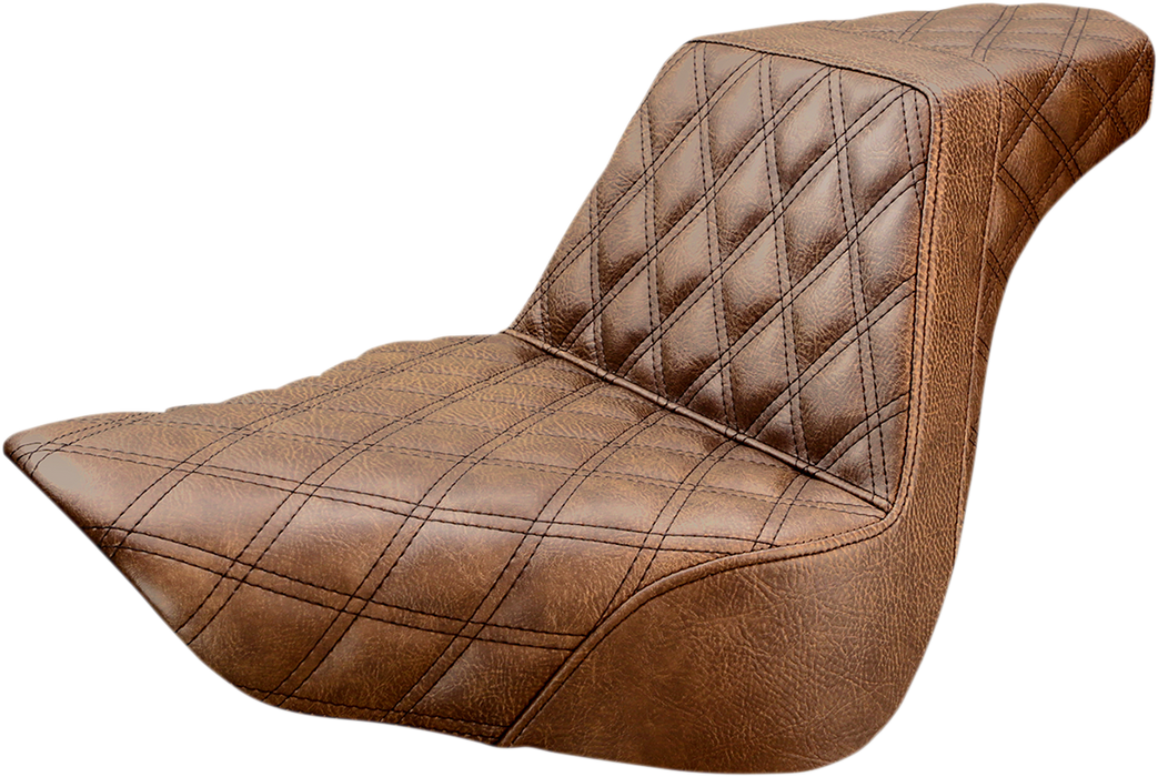 SADDLEMEN Step-Up Seat - Full Lattice Stitch - Brown 818-27-175BR