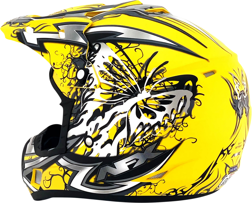 AFX FX-17 Motorcycle Helmet - Butterfly - Matte Yellow - XS 0110-7131