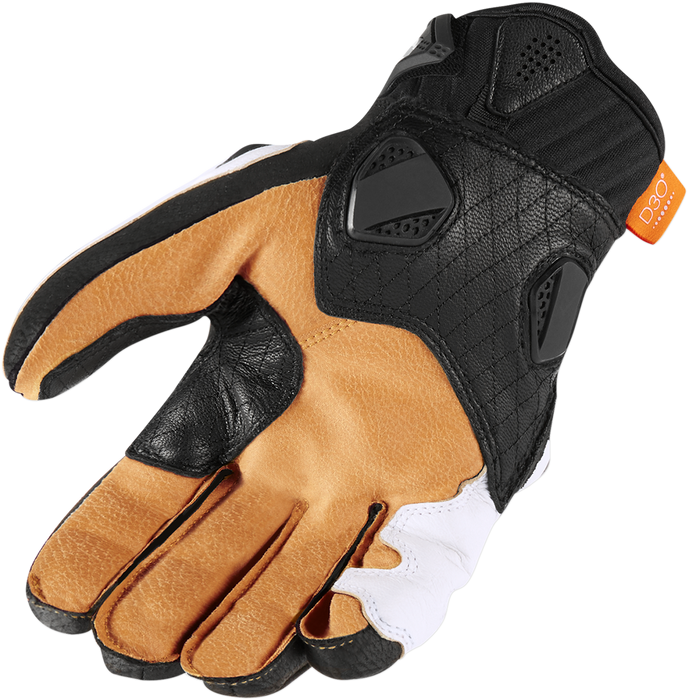 ICON Hypersport™ Short Motorcycle Leather Gloves - White - Large 3301-3553