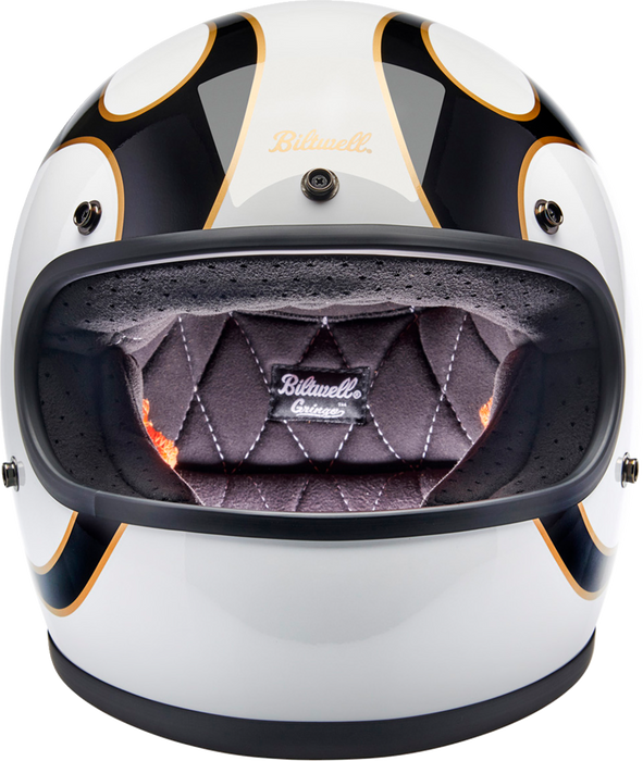 BILTWELL Gringo Helmet - Flames - White/Black - XL 1002-561-505