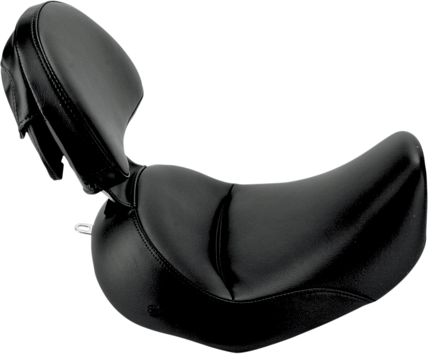 SADDLEMEN Heels Down Solo Seat - With Backrest - Plain - Black - FLSTC 806-15-0041