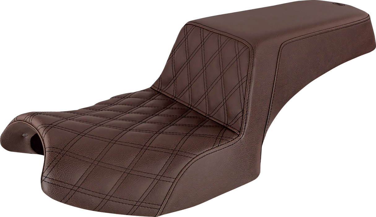 SADDLEMEN Step Up Seat - Front Lattice/Rear Smooth - Brown - Challenger I20-06-172BR