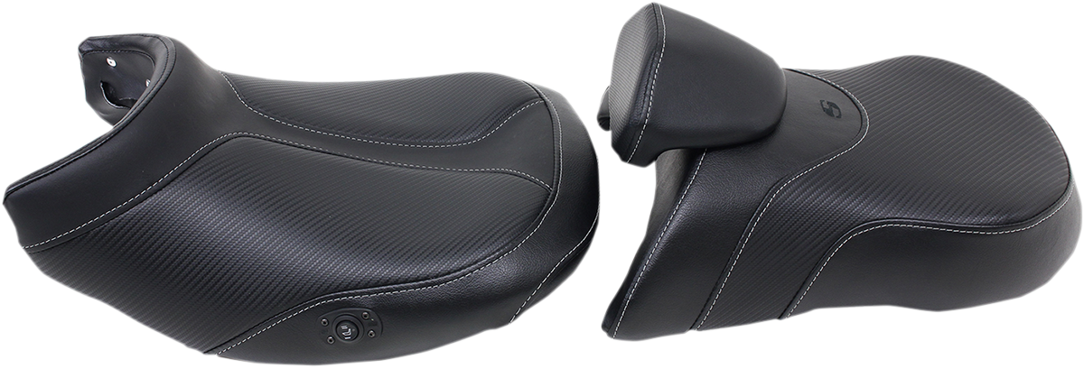 SADDLEMEN Seat - Adventure Tour - Two-Piece - Low - With Lumbar Backrest - Stitched - Black - Heated 0810-BM33LRHCT