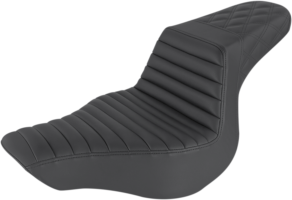 SADDLEMEN Step-Up Seat - Front Tuck-n-Roll/Rear Lattice Stitch - Black 813-27-176