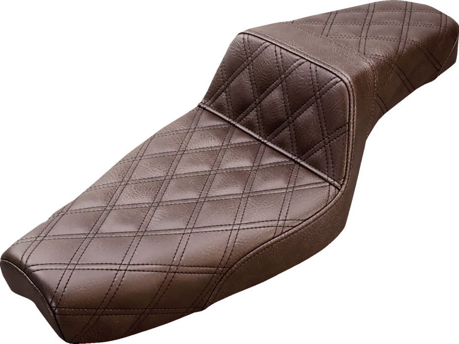 SADDLEMEN Step-Up Seat - Full Lattice Stitch - Brown - XL 879-03-175BR