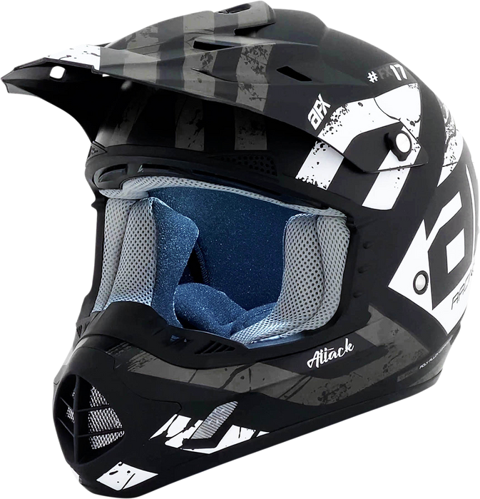 AFX FX-17 Motorcycle Helmet - Attack - Matte Black/Silver - Small 0110-7143