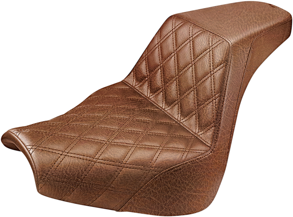 SADDLEMEN Step-Up Seat - Front Lattice Stitch - Brown 818-31-172BR