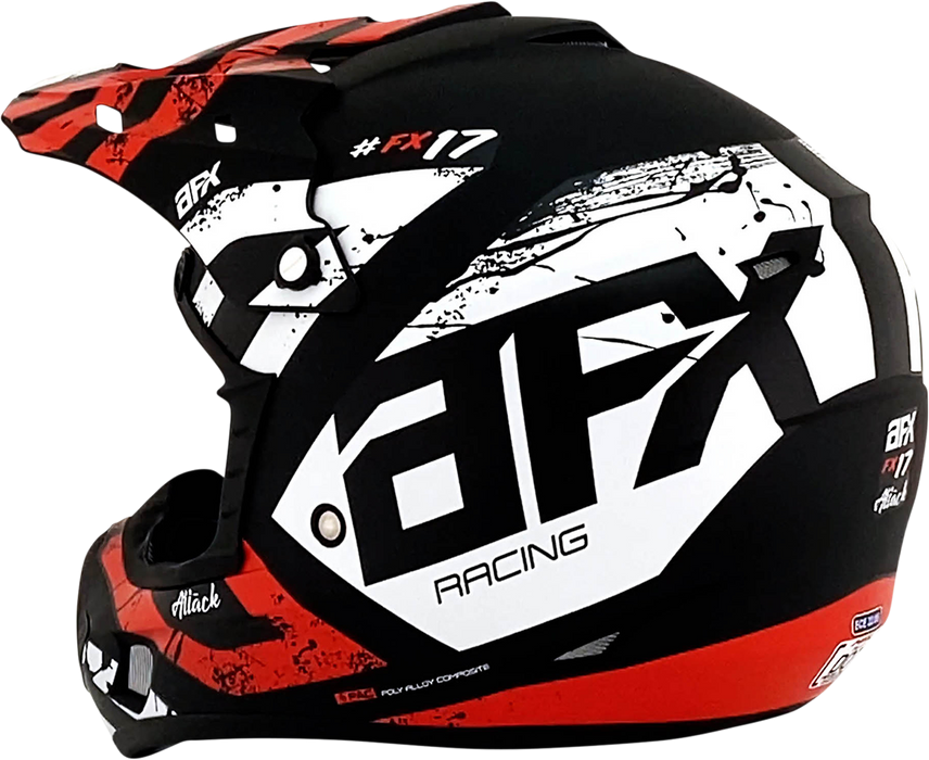 AFX FX-17Y Motorcycle Helmet - Attack - Matte Black/Red - Large 0111-1404