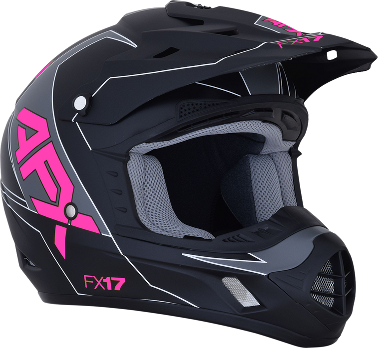 AFX FX-17 Motorcycle Helmet - Aced - Matte Black/Pink - Medium 0110-6511