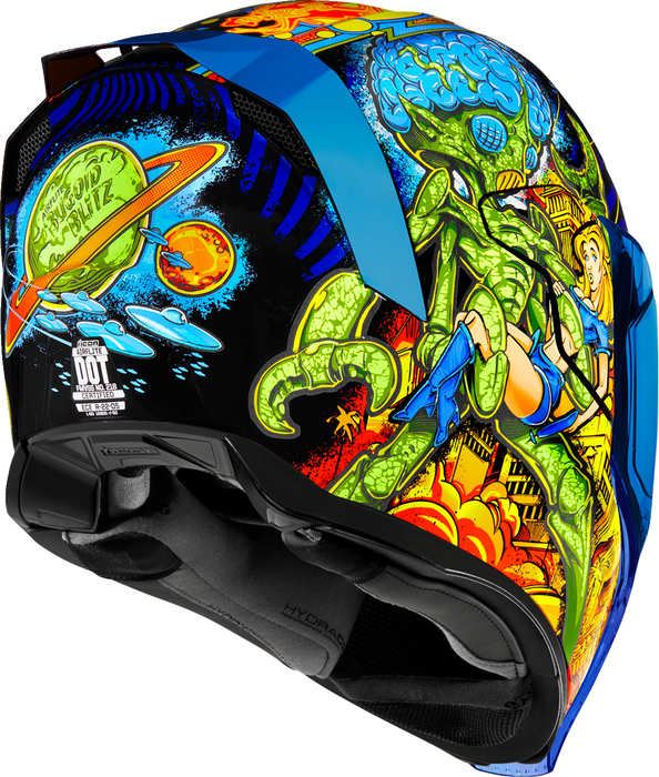 OPEN BOX NEW I ICON Airflite™ Motorcycle Helmet - Bugoid Blitz - Blue - Medium 0101-15548