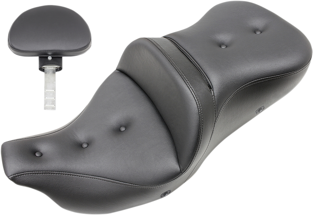 SADDLEMEN Roadsofa Seat - Heated - Pillow Top - with Backrest - Black - '09-'23 FLHTCUTG 808-07B-181TBRH