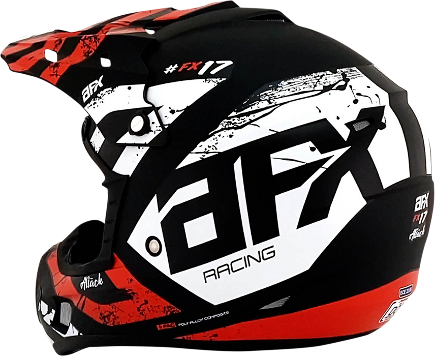 AFX FX-17 Helmet - Attack - Matte Black/Red - Large 0110-7151