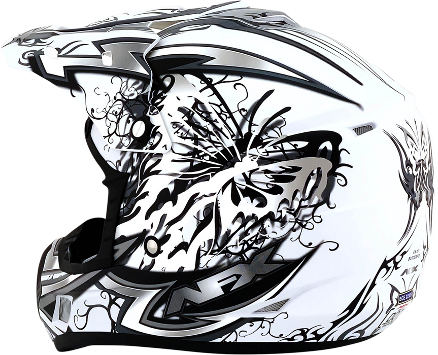 AFX FX-17 Motorcycle Helmet - Butterfly - Matte White - Large 0110-7129