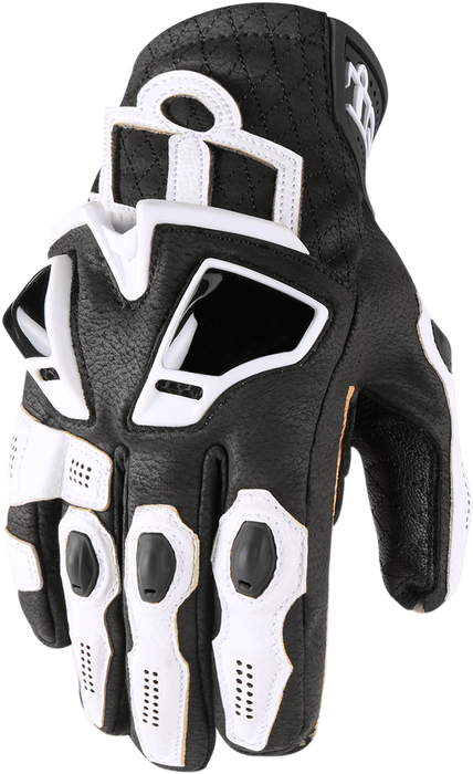 ICON Hypersport™ Short Motorcycle Leather Gloves - White - Large 3301-3553