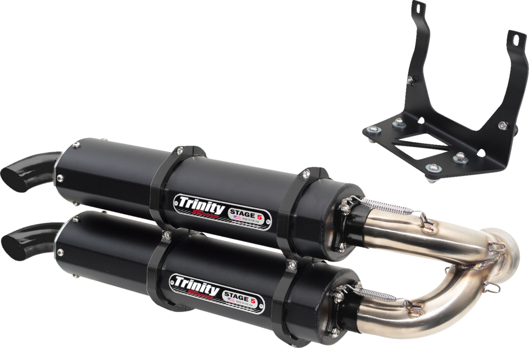 TRINITY RACING Stage 5 Slip-On Dual Muffler - Cerakote Black Maverick X3 TR-4160S-C2