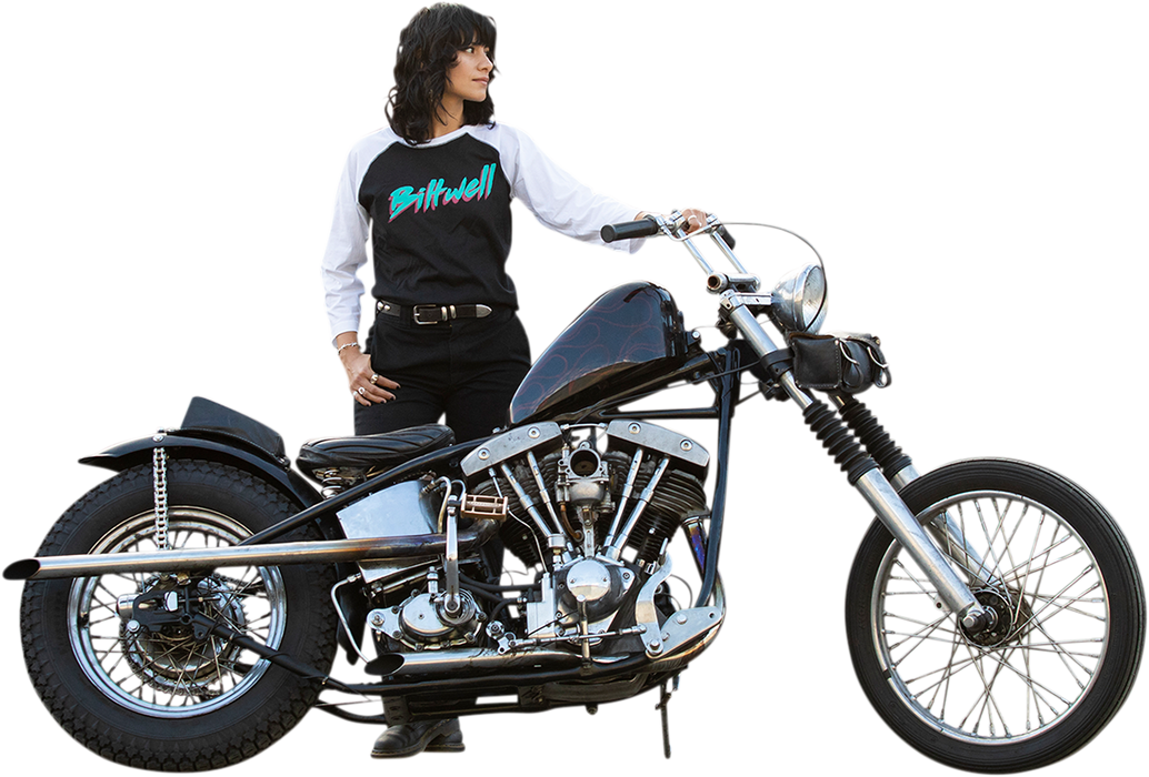 BILTWELL Women's 1985 Raglan T-Shirt - Black/White - Large 8144-060-004