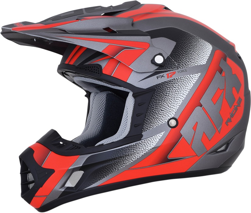 AFX FX-17 Motorcycle Helmet - Force - Frost Gray/Red - XS 0110-5202