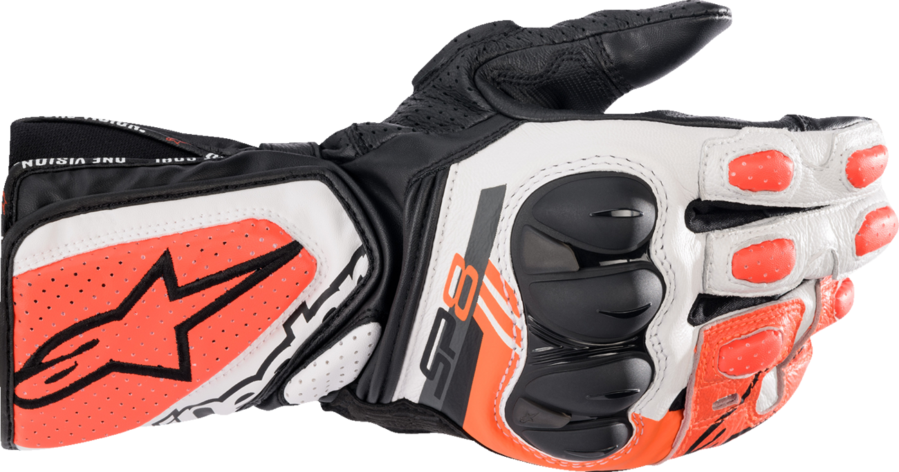 ALPINESTARS SP-8 V3 Gloves - Black/White/Fluo Red - 2XL 3558321-1231-2X