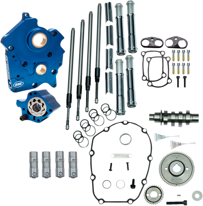 S&S CYCLE Cam Chest Kit with Plate M8 - Gear Drive - Water Cooled - 465 Cam - Chrome Pushrods 310-1001A