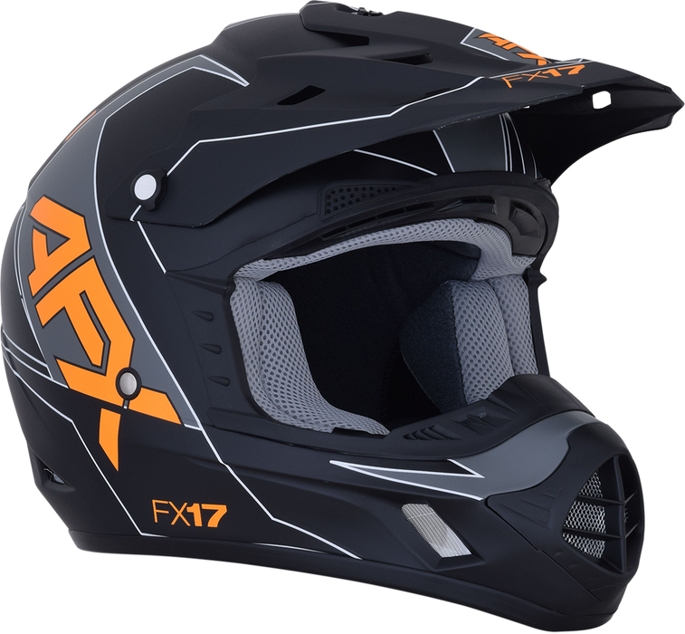 AFX FX-17 Motorcycle Helmet - Aced - Matte Black/Orange - Large 0110-6506