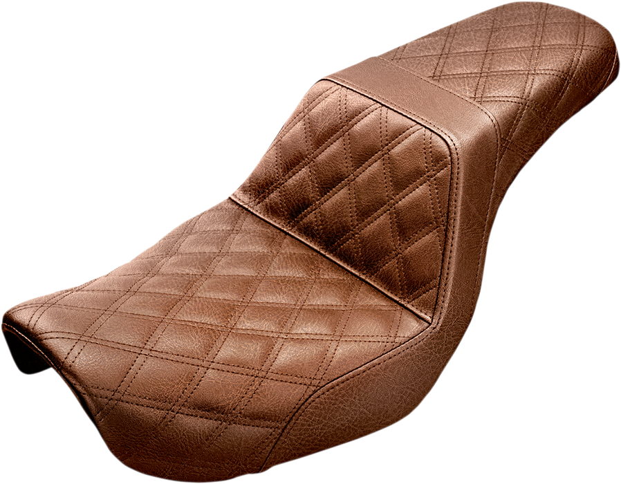 SADDLEMEN Step-Up Seat - Full Lattice Stitch - Brown - Dyna 804-04-175BR